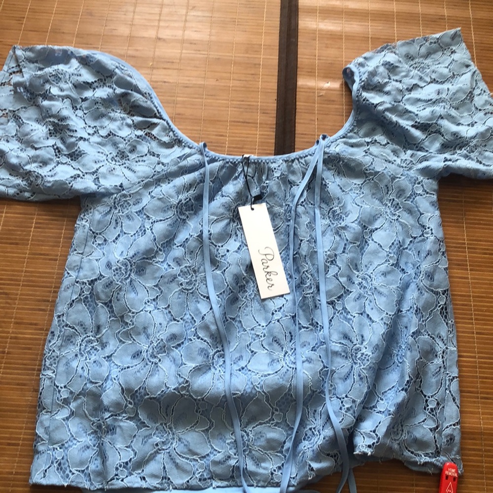 Parker sky blue lace blouse